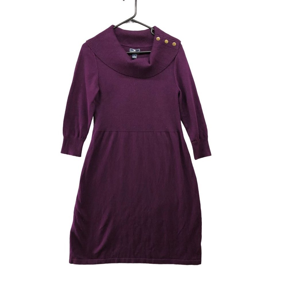 NWT American Living Cowl Neck Sweater Dress L Purple Long Sleeve Knitβ A Line
